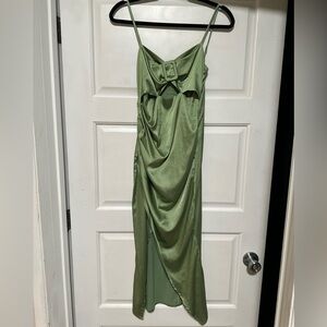 Cider Green Satin Dress